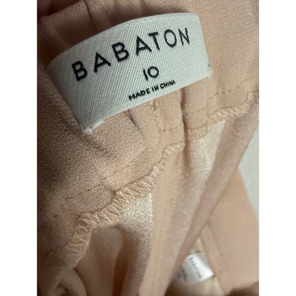Babaton Conan Nude Blush Crepe Side Stripe Slim Ankle Trouser Pants Size 10 - Picture 10 of 10